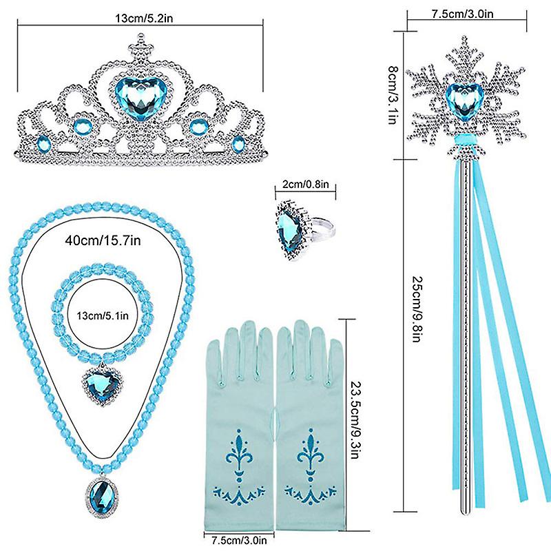 Elsa Princess Dress Clothes Cosplay Dress Up Gloves Wand Crown Jewelry Set Elsa Wig Necklace Braid