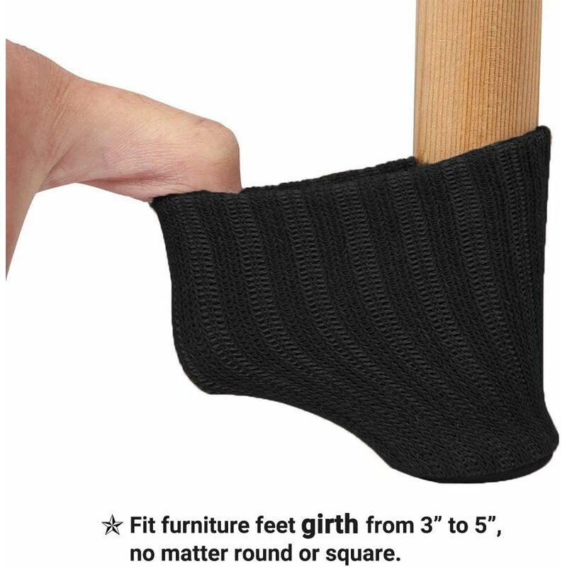 24 pcs Felt Chair Socks, Furniture Table Covers Protectors for Legs Feet Floors - Prevents Scratches and Noise (Black)
