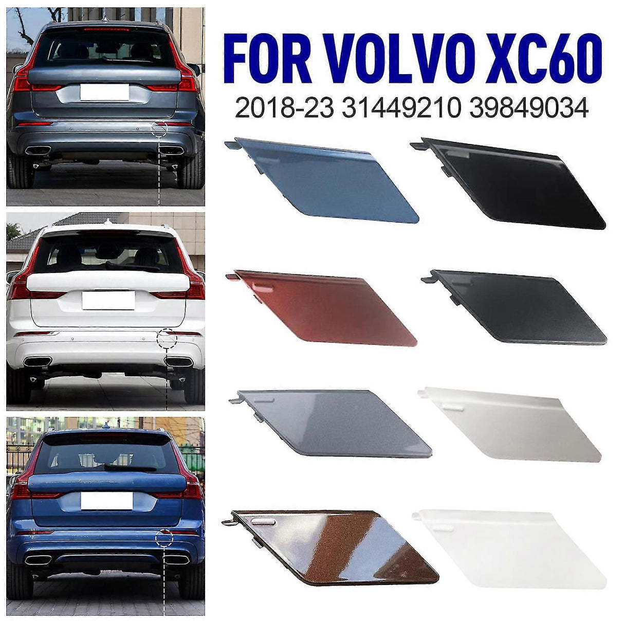 Volvo XC60 2018-2023 Towbar Cover Rear Bumper ABS OEM Fit Replacement_ma Maple Brown