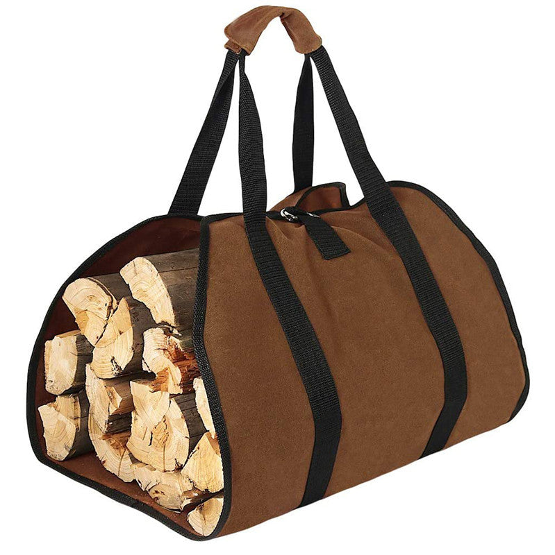 Canvas Firewood Basket, Canvas Firewood Bag, Water-Resistant Firewood Basket, Foldable Firewood Accessories, Perfect for Wood-Burning Stoves, Camping