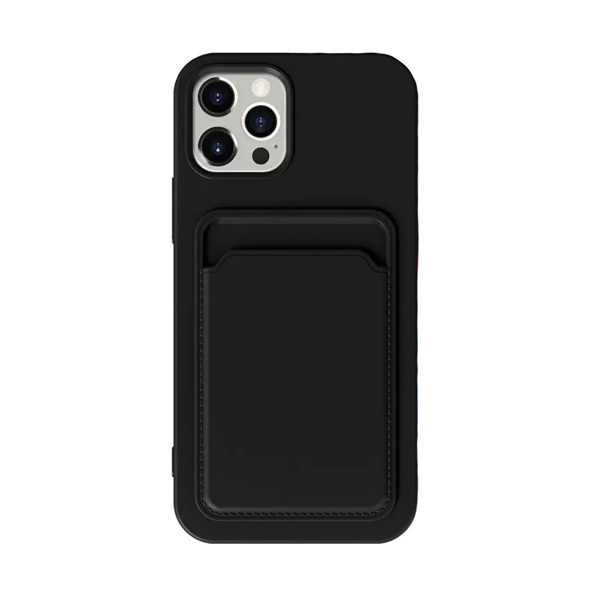 iPhone 13 Silicone Case with Card Holder - Black Black
