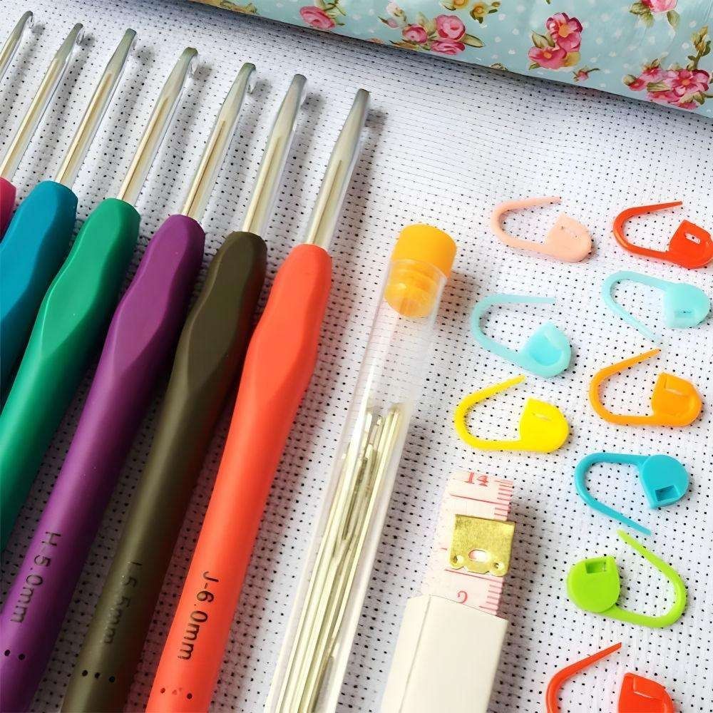 45-Piece Crochet Kit with Hooks, Markers, Tape Measure, MultiColor