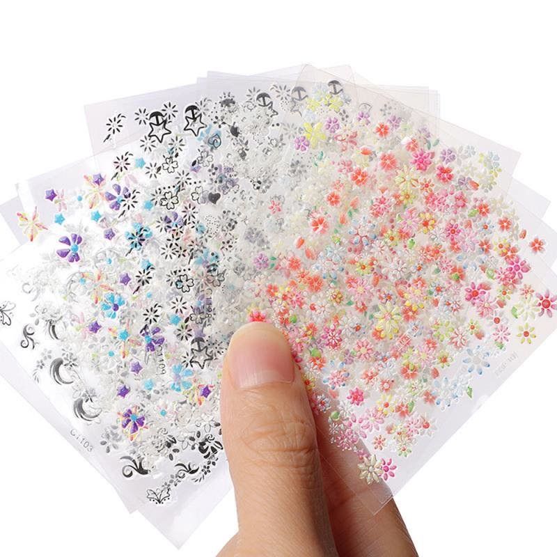 10 Sheets Self-Adhesive Nail Decorations Multi-Color