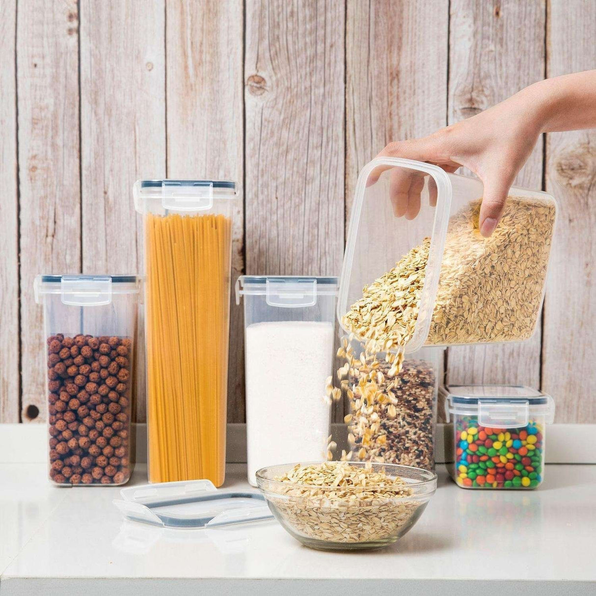 14-pack Transparent Food Storage Jars with Airtight Lids Kit