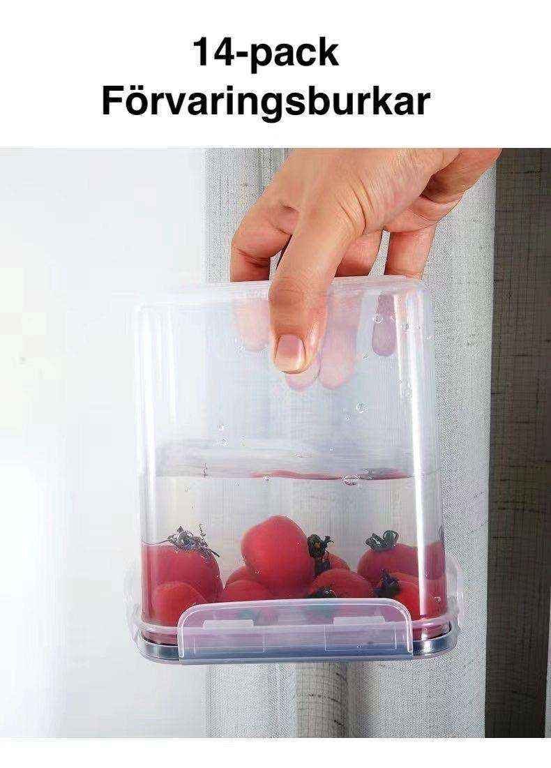 14-pack Transparent Food Storage Jars with Airtight Lids Kit