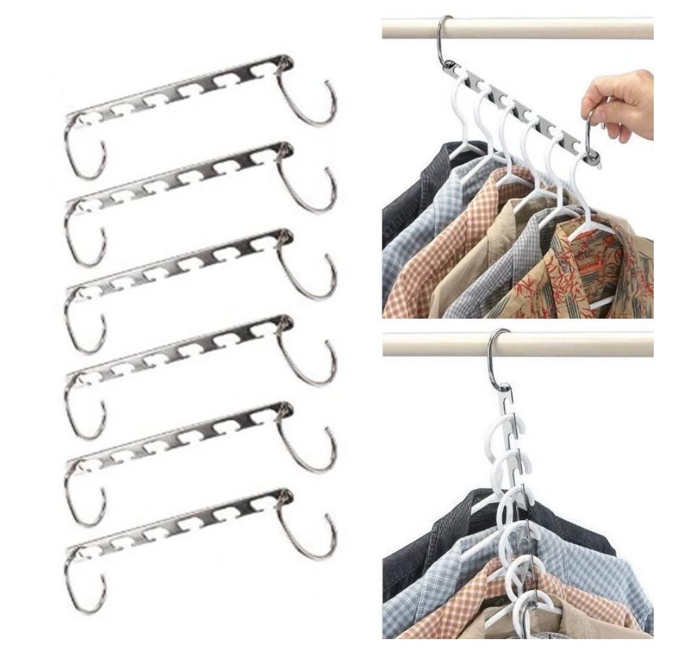 Silver Clothes Hanger Organizer with Connection Hook