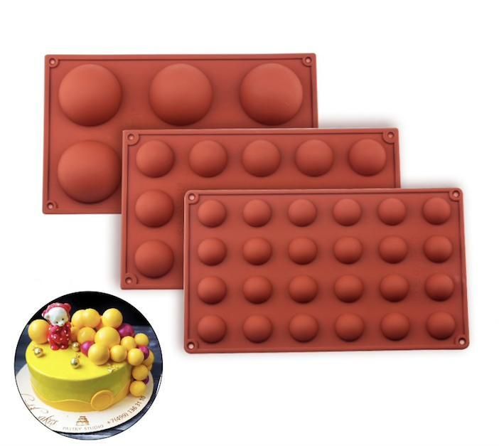 6/8/15/24 Silicone Mold, Ball Hemisphere Ice Chocolate Jelly Mold 8 Bullets Brown