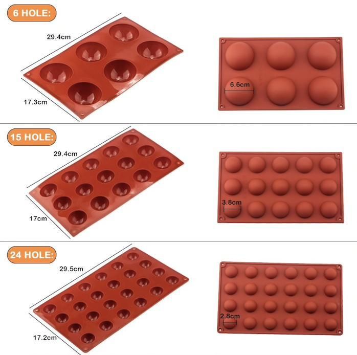6/8/15/24 Silicone Mold, Ball Hemisphere Ice Chocolate Jelly Mold 8 Bullets Brown