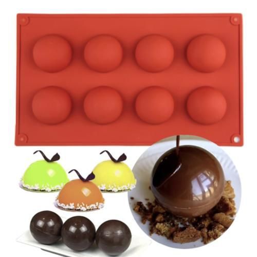 6/8/15/24 Silicone Mold, Ball Hemisphere Ice Chocolate Jelly Mold 8 Bullets Brown