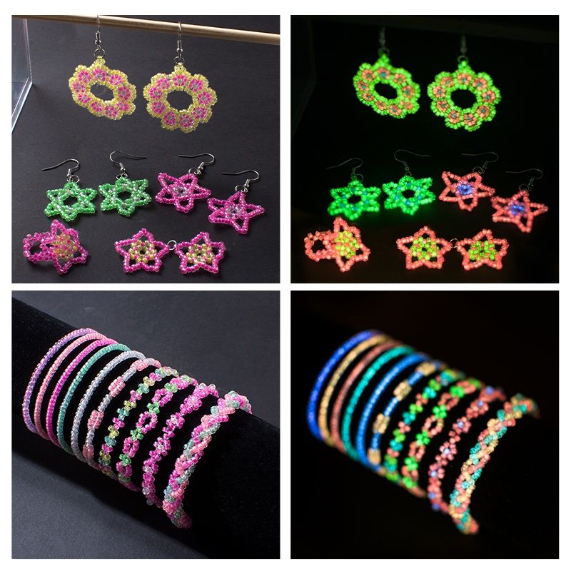 Glow in the Dark Bead Set DIY Kit with Wire and Accessories, Multicolor