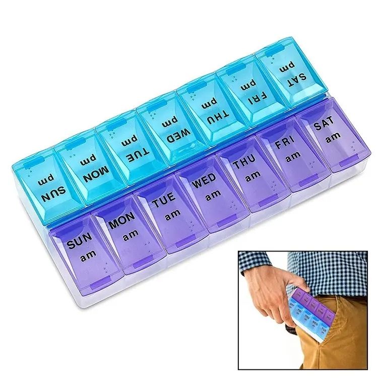 14 Compartment Medical Tablet Case, Multicolor Dosette L