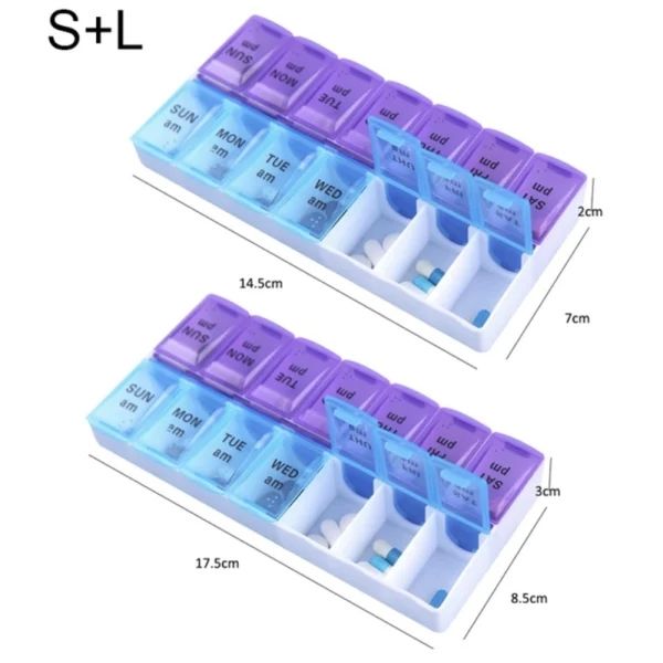 14 Compartment Medical Tablet Case, Multicolor Dosette L
