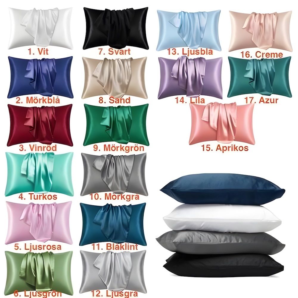 2-Pack Satin Pillowcase, 50 x 66cm, Black