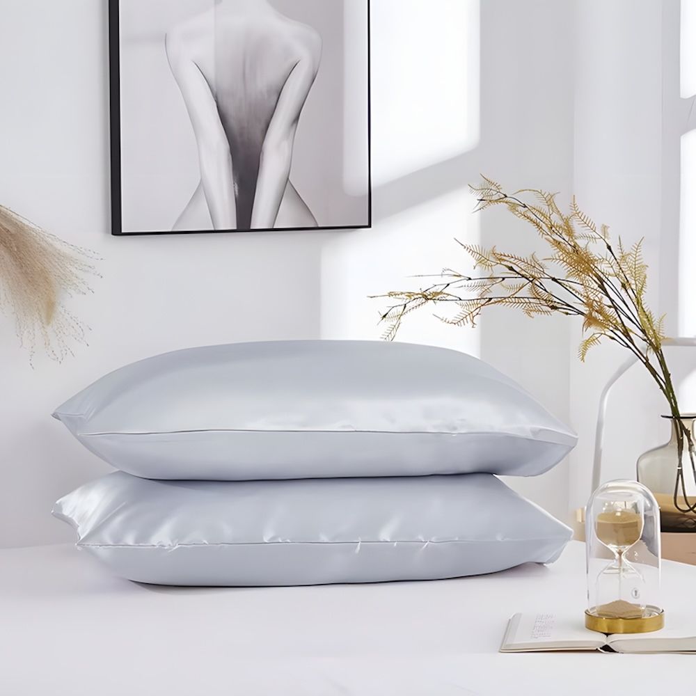 Satin pillowcase 2-pack light gray, 50 x 66cm