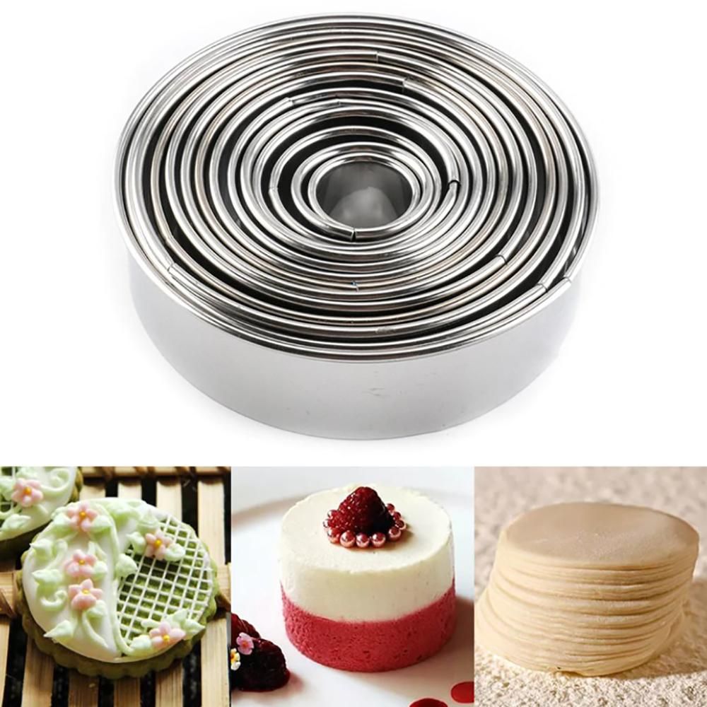 14pcs Round Cookie Cutters, Silver