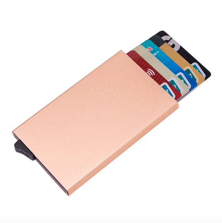 Aluminum Pop-Up Card Holder RFID-Safe Black Case