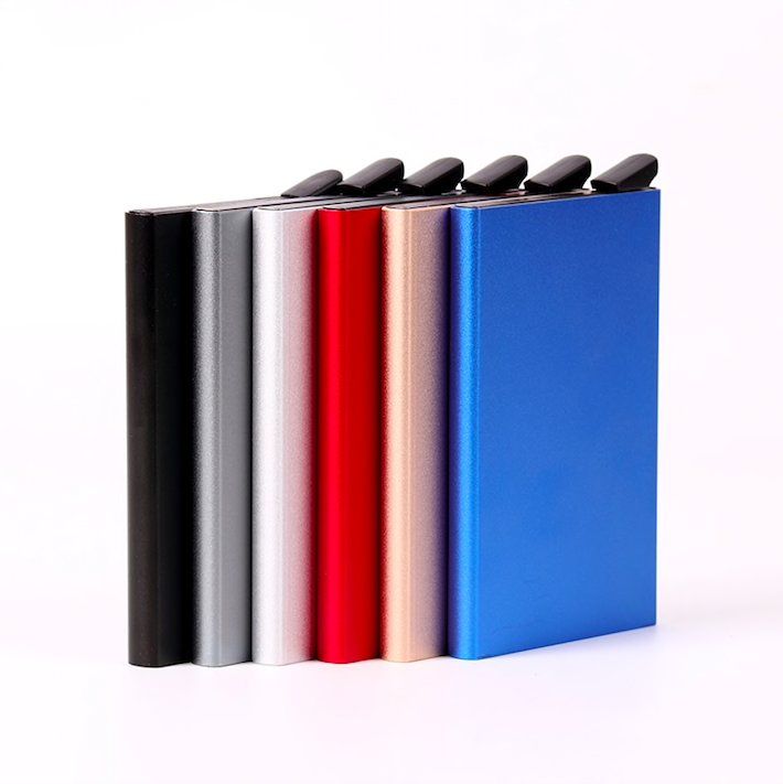 Aluminum Pop-Up Card Holder RFID-Safe Black Case