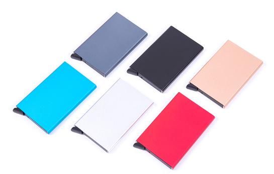 Aluminum Pop-Up Card Holder RFID-Safe Black Case