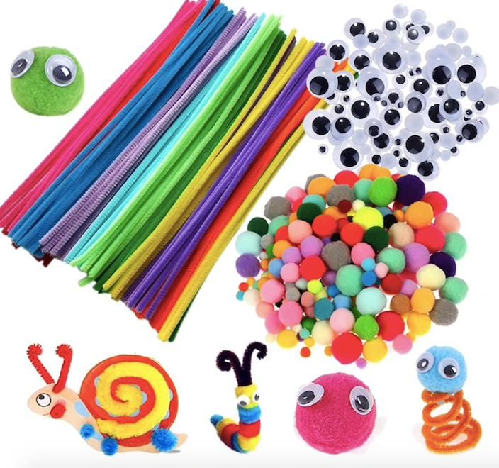 Pipe Cleaners Craft Kit with Moving Eyes and Balls, MultiColor