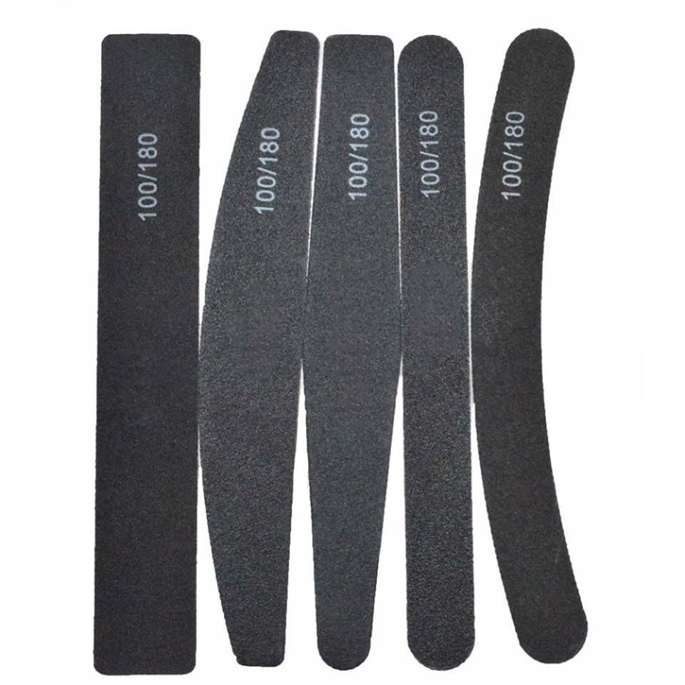 5pcs double-sided nail files 100/180 grit, black