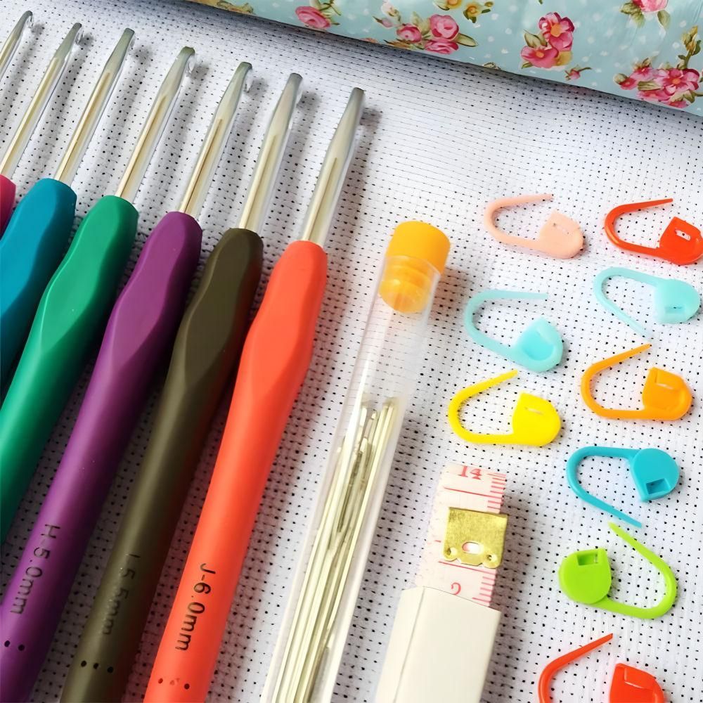 Knitting Kit 45-Piece with Crochet Hooks, Markers, Tape Measure, MultiColor