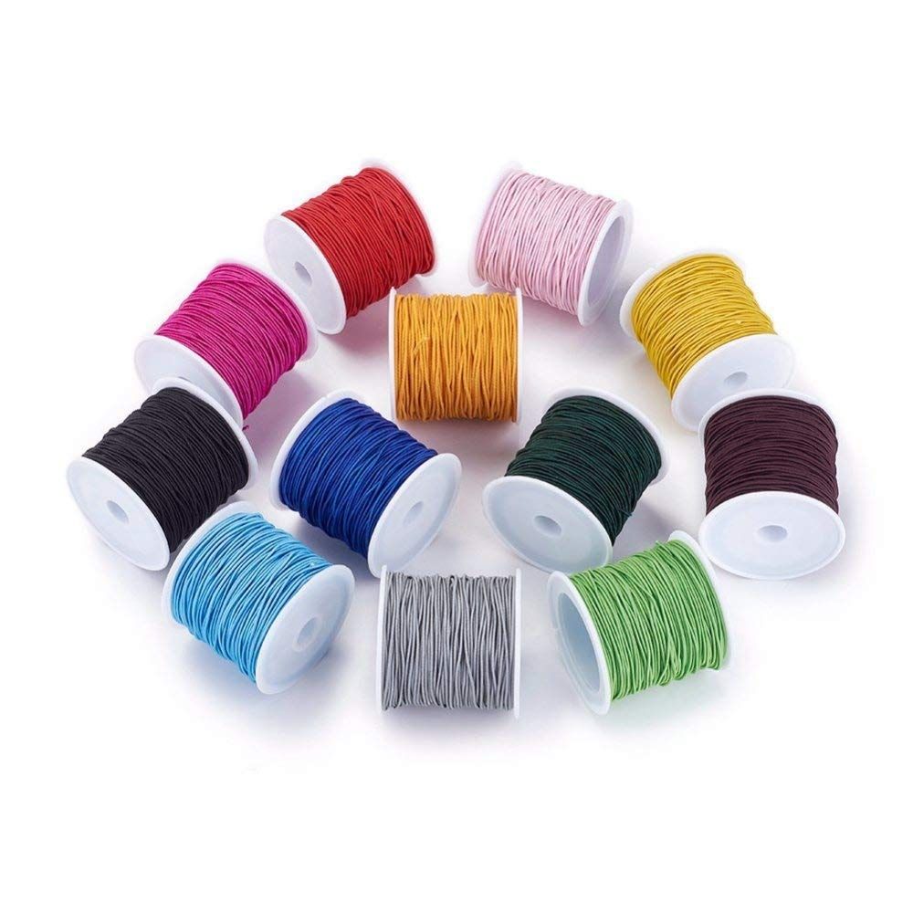 Black Nylon-Coated Elastic Thread Roll, 50 meters, 0.6mm