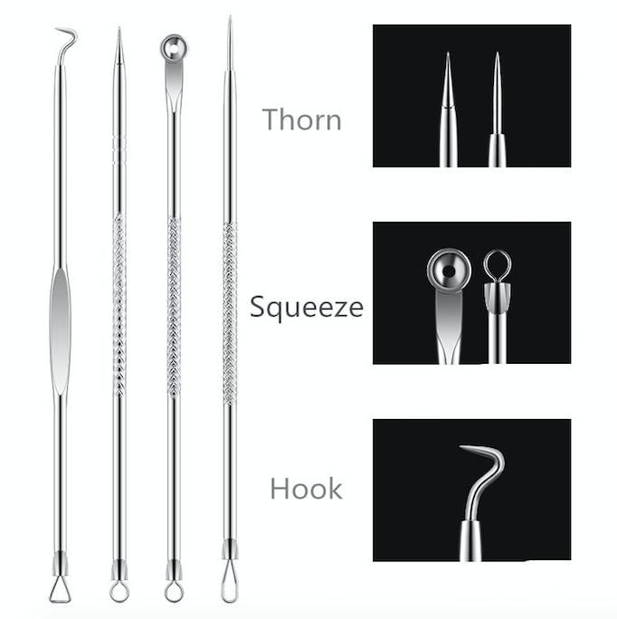 4-pack Blackhead Remover Tool, Silver