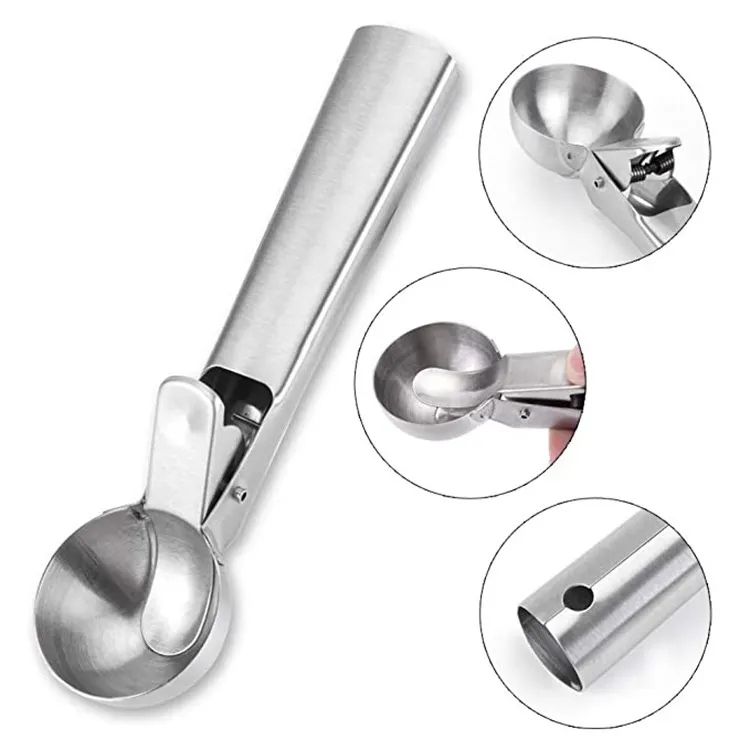 Silver Ice Cream Scoop with Ejector, Large