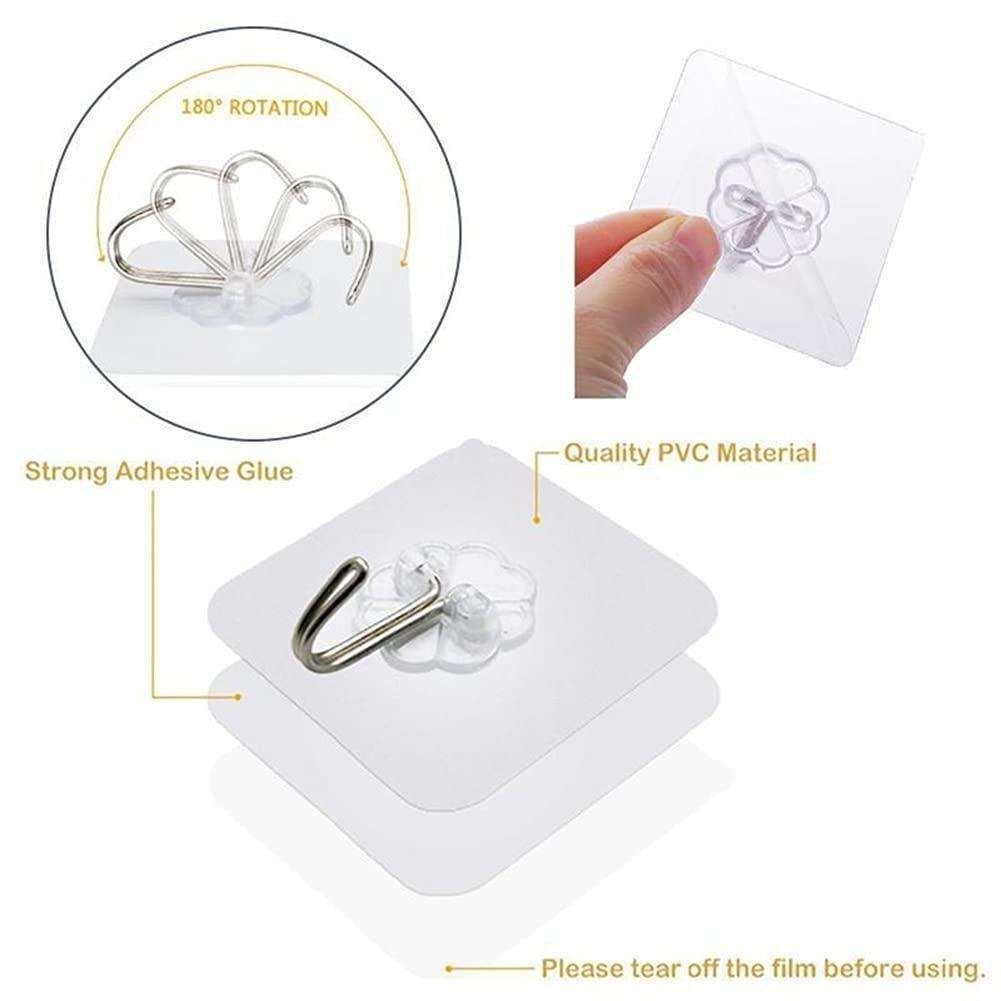 10-pack Self Adhesive Hooks, Towel Hangers Transparent
