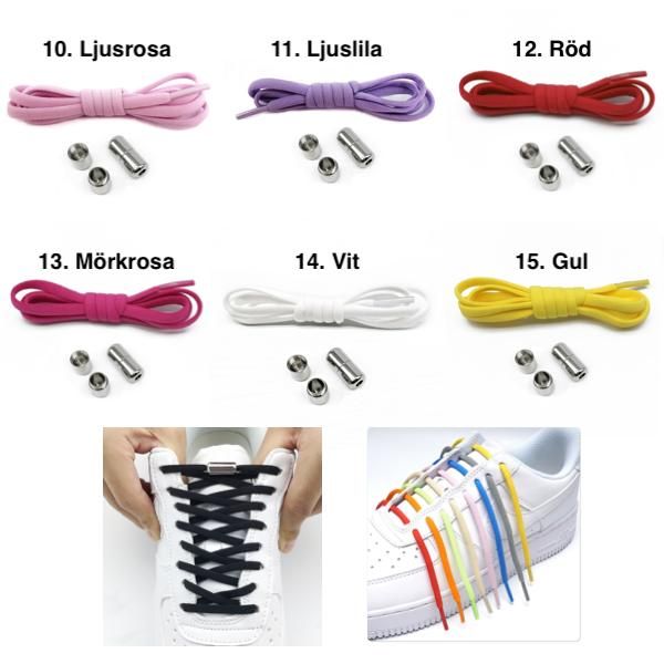 Black No-Tie Elastic Shoelaces, one size, 1 pair
