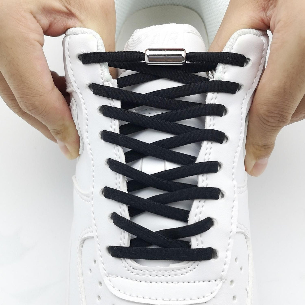 Black No-Tie Elastic Shoelaces, one size, 1 pair