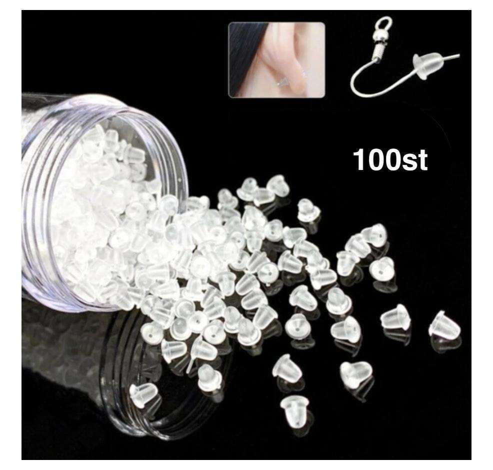 100pcs Earring Backs, Nickel-Free Latex Transparent