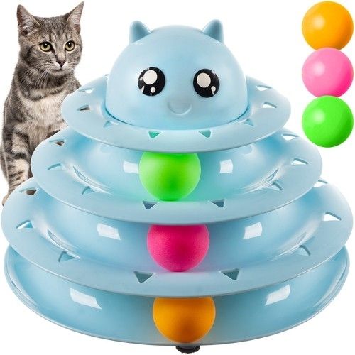 Cat Toy Activation Ball Tower for Cats, Blue