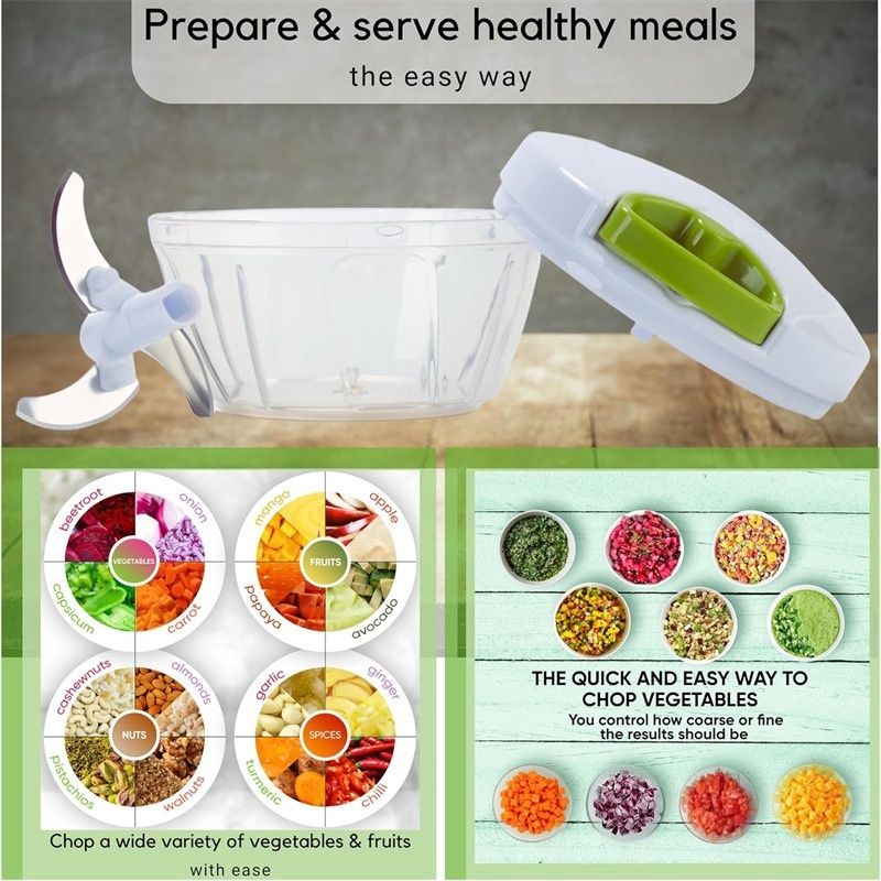 Onion Chopper 500 ml Manual Kitchen Helper, White