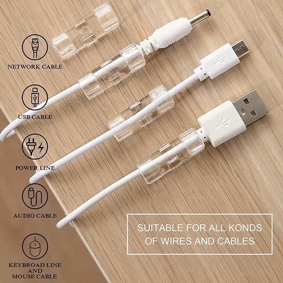 20-Pack Small Transparent Cable Clips, Self-Adhesive Cable Holder
