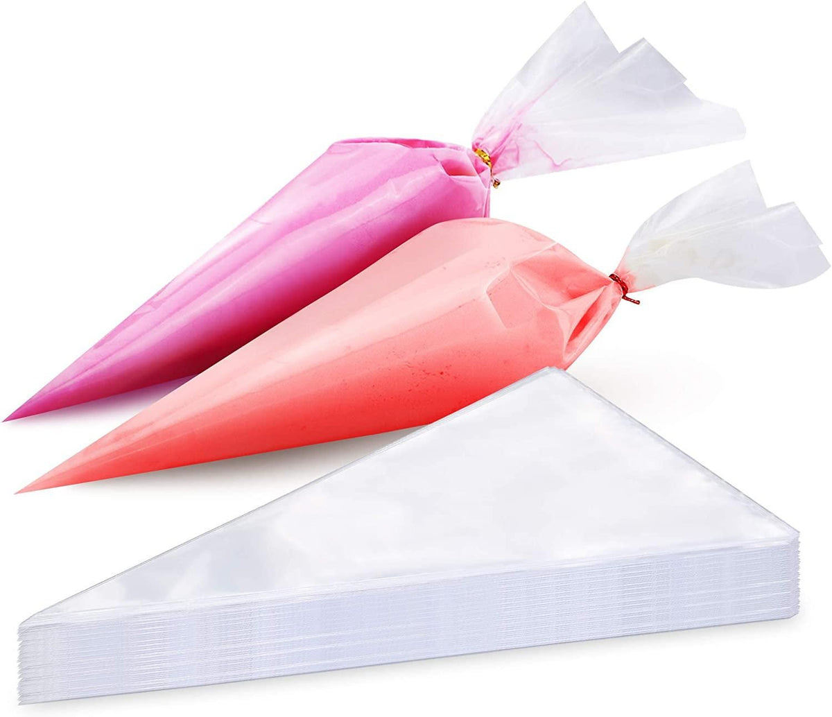 100pcs Disposable Piping Bags, Medium, Transparent for Cake Decorating