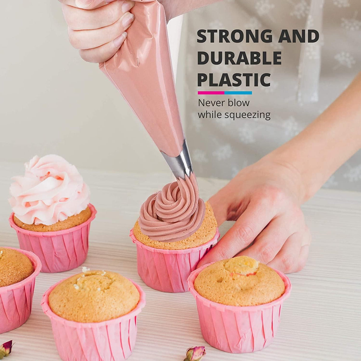 100pcs Disposable Piping Bags, Medium, Transparent for Cake Decorating