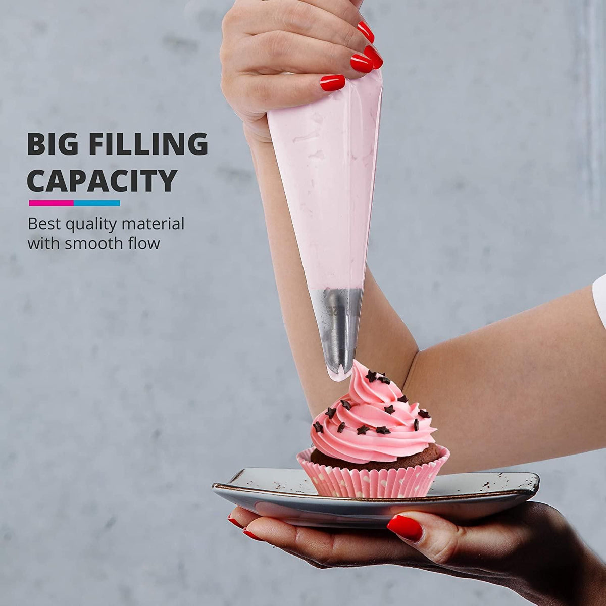 100pcs Disposable Piping Bags, Medium, Transparent for Cake Decorating