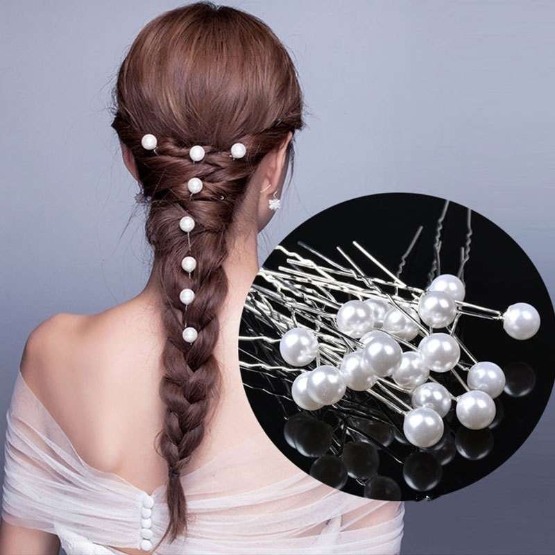20 Pcs Wedding Hairpins with Pearls in White