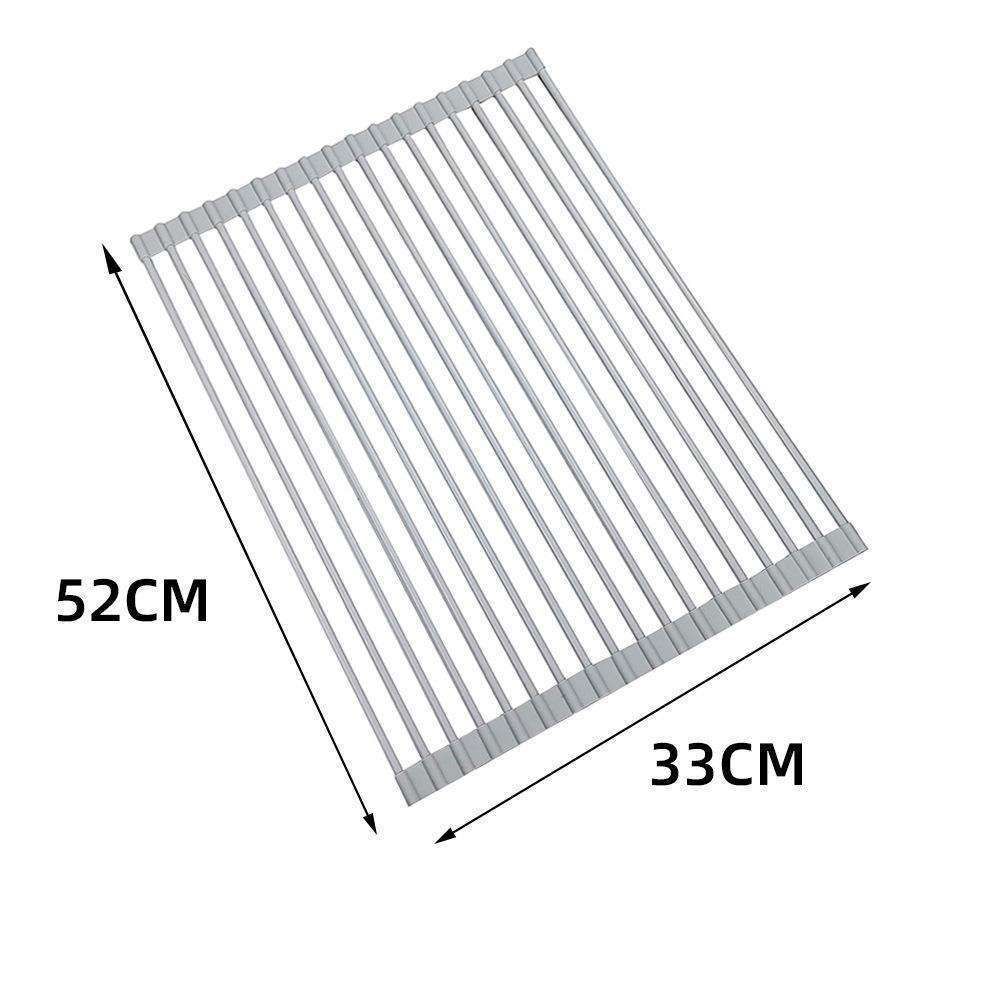 Foldable Stainless Steel Dish Rack, Silver