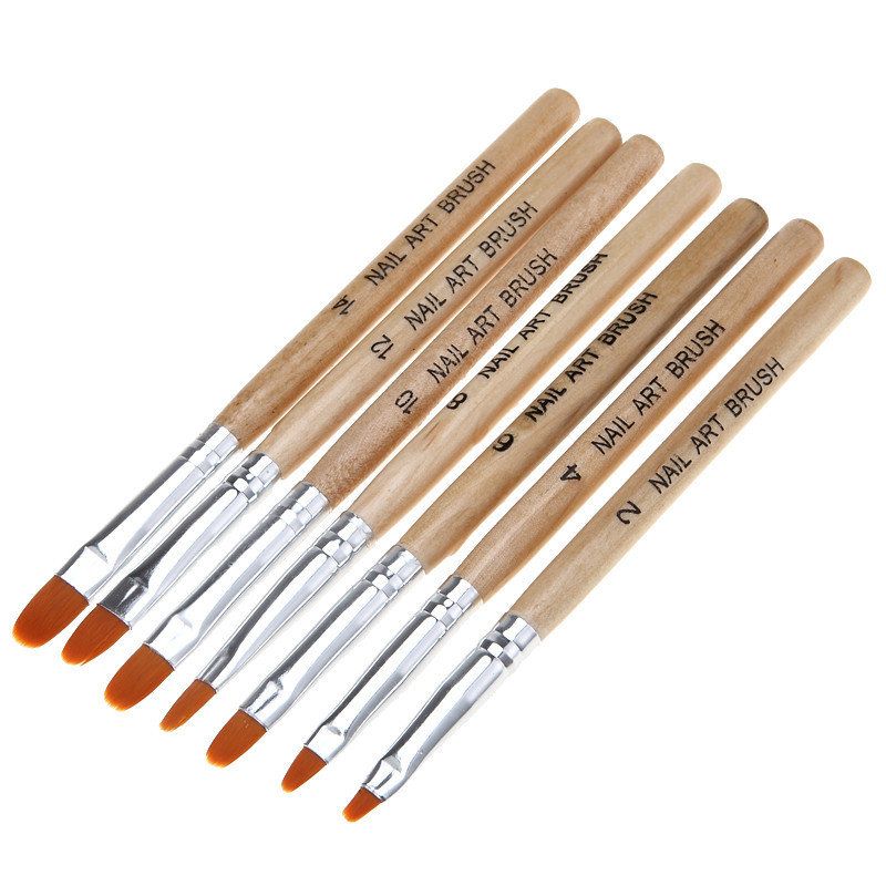 7pcs Acrylic Nail Brushes with Wood Handle