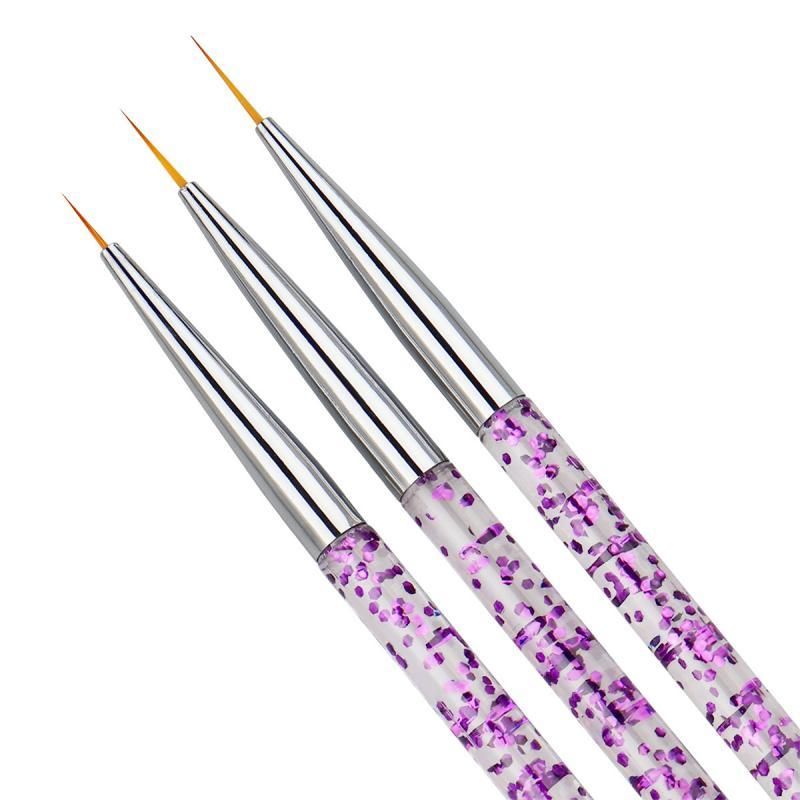 3pcs Nail Art Brushes, Pink