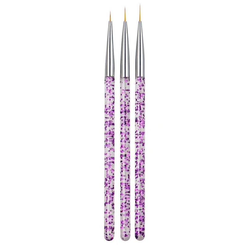 3pcs Nail Art Brushes, Pink