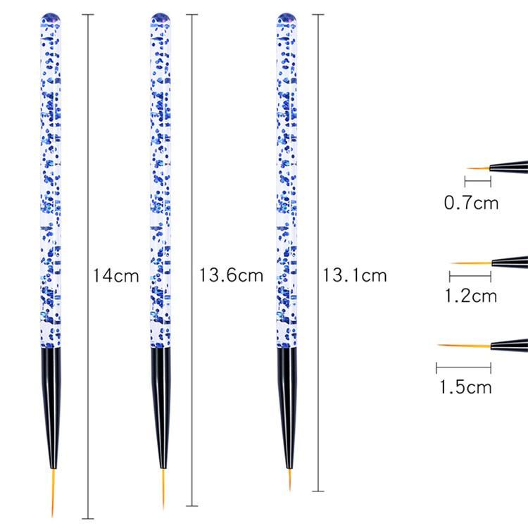 3pcs Nail Art Brushes, Pink