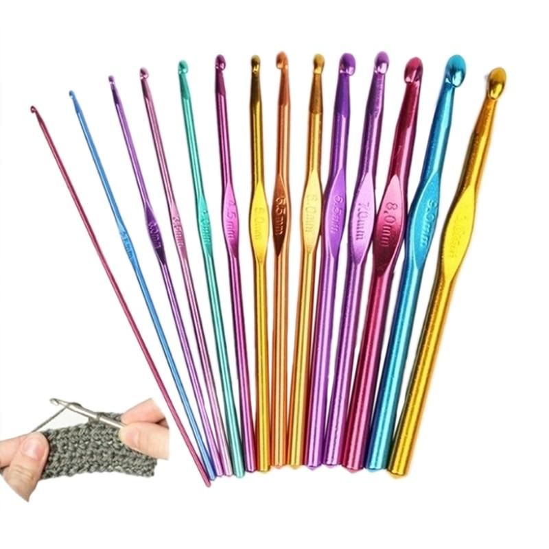 14pcs Aluminum Crochet Hooks, Multicolor Knitting Kit