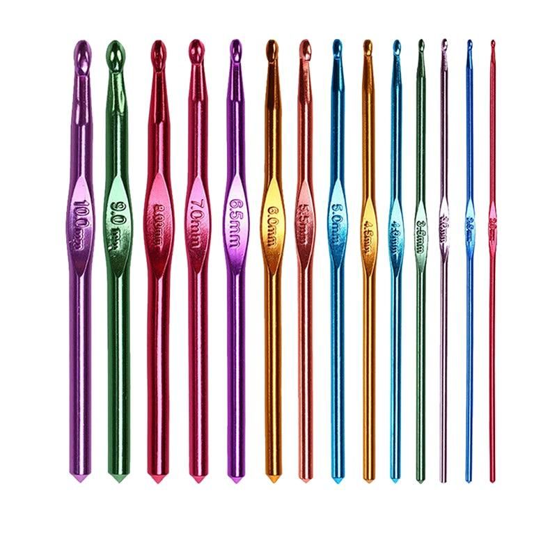 14pcs Aluminum Crochet Hooks, Multicolor Knitting Kit