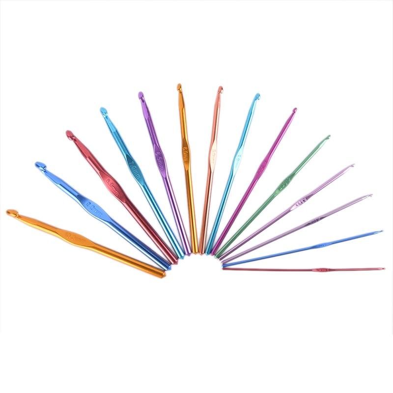 14pcs Aluminum Crochet Hooks, Multicolor Knitting Kit