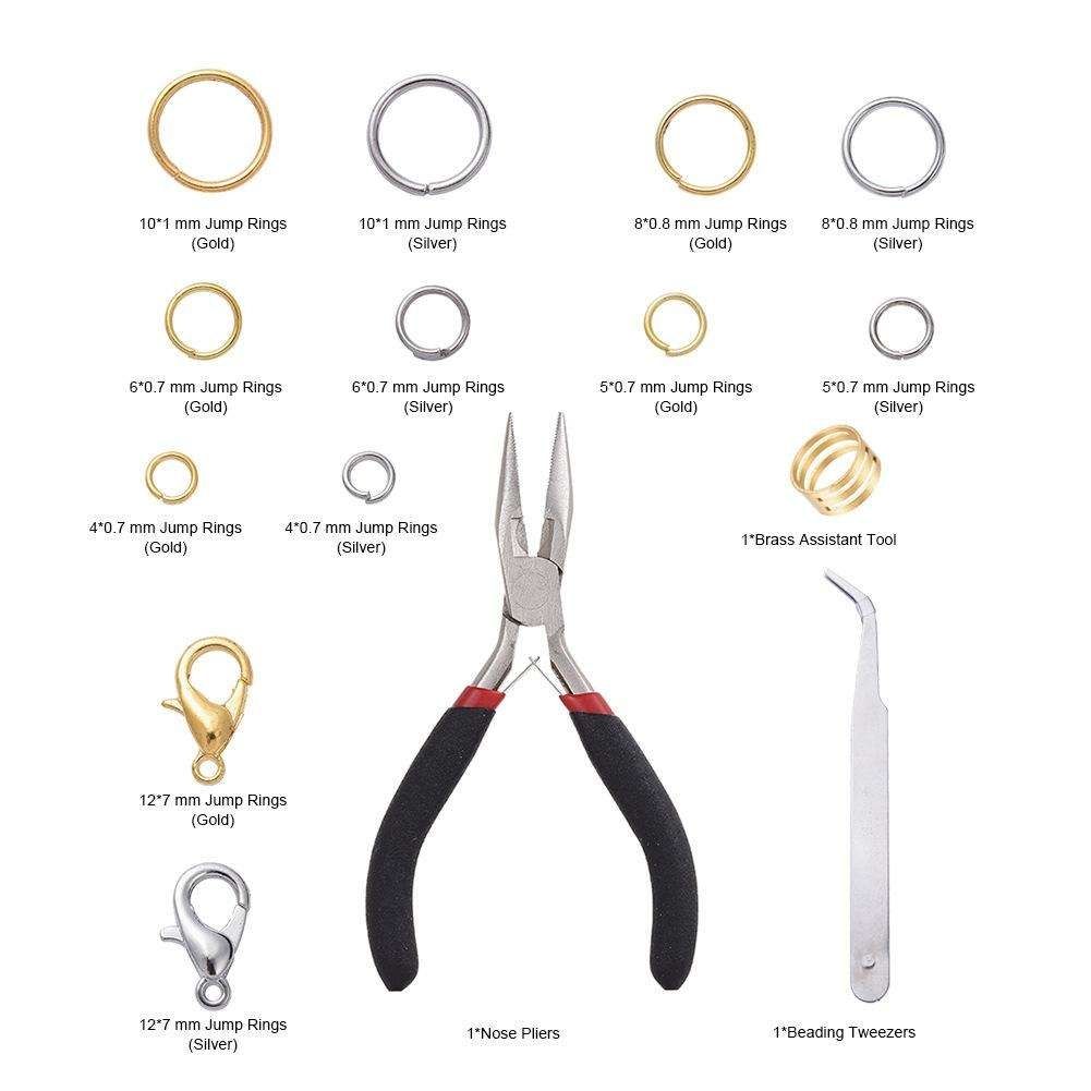 Jewelry Making Kit with Pliers, Wire and Rings - DIY Silver Gold Craft Supplies