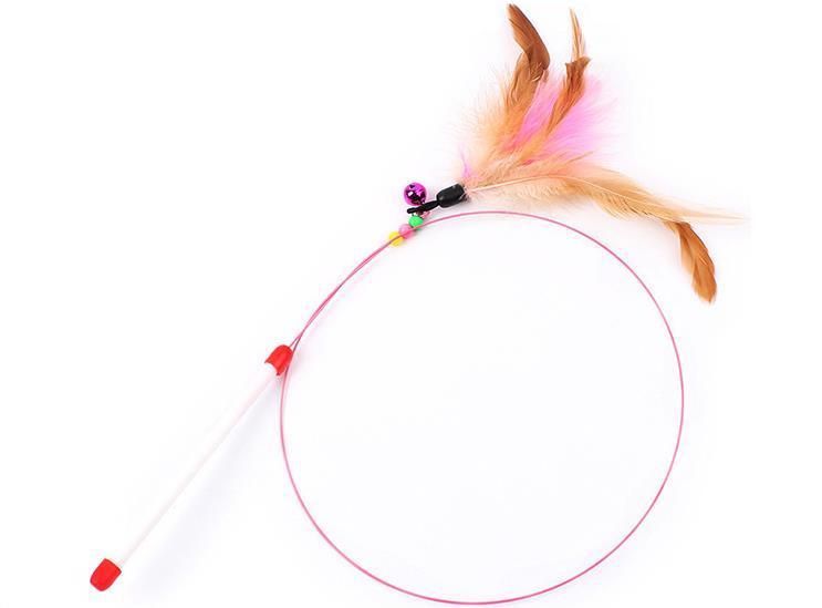 Cat toy with feathers, multicolor