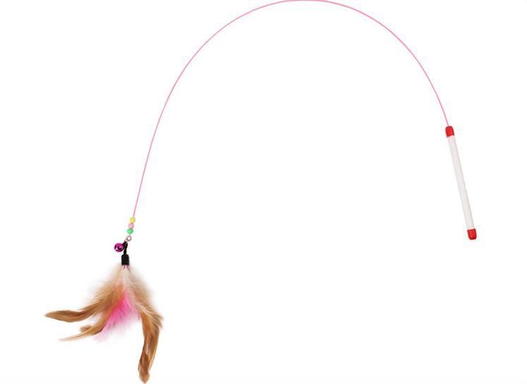 Cat toy with feathers, multicolor